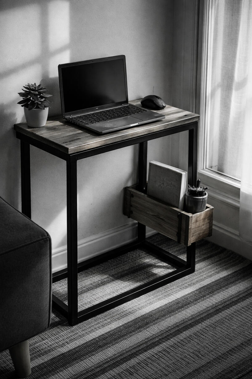 compact mini desk with laptop workspace compact mini desk with laptop workspace